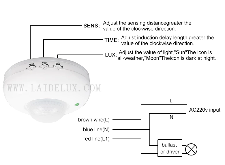 3 Button Adjustable Pir Motion Sensor Switch