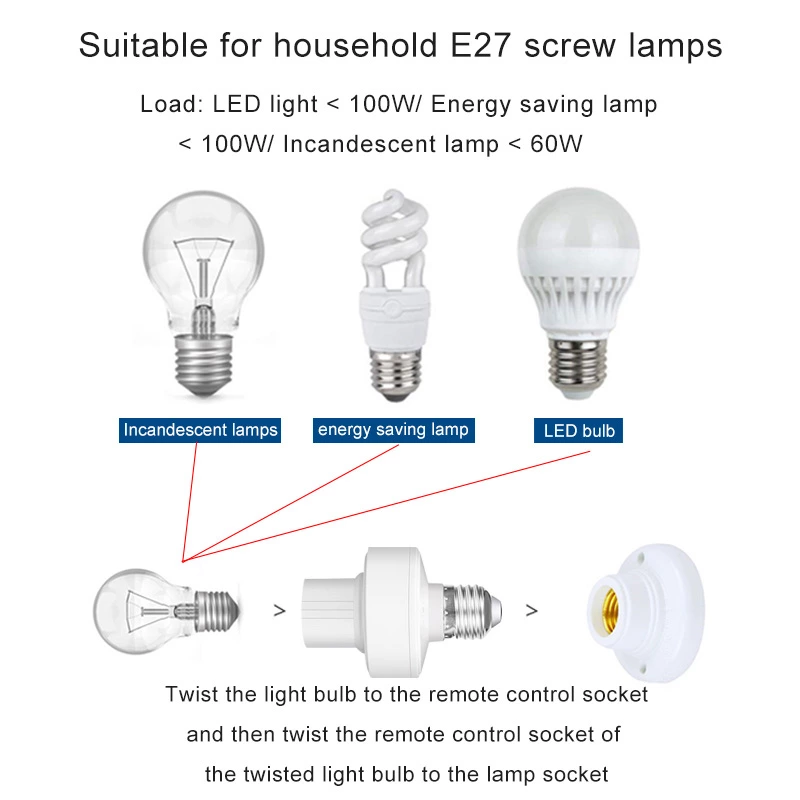 Wireless E27 Lamp Holder Switch