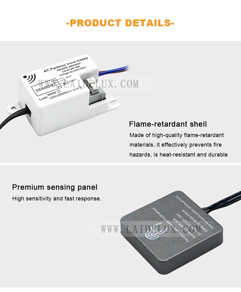 AC220V Wood Penetration Touch Dimming Sensor Switch（Square）