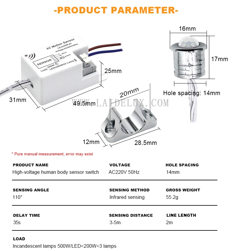 AC220V Human Body Sensor Switch（Detachable ）