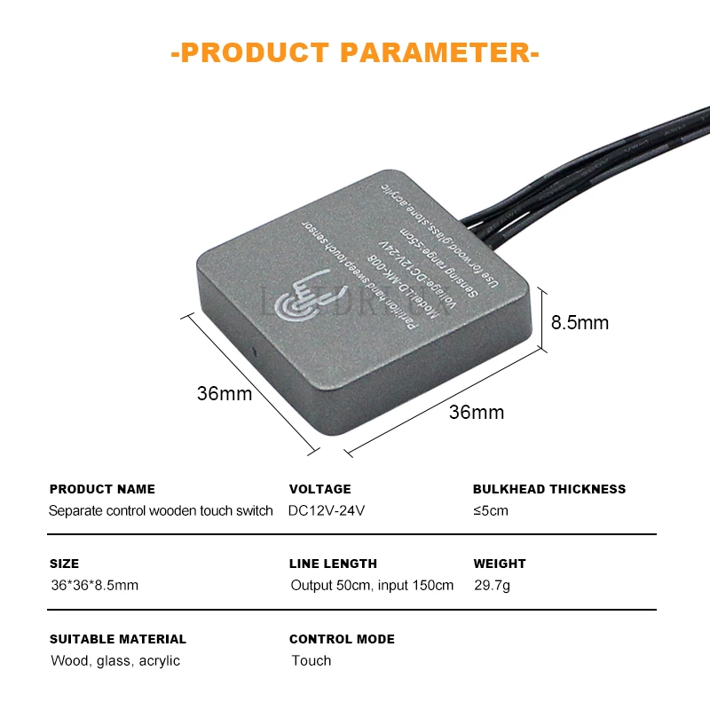 Square Wooden Partition Touch Dimming Sensor Switch