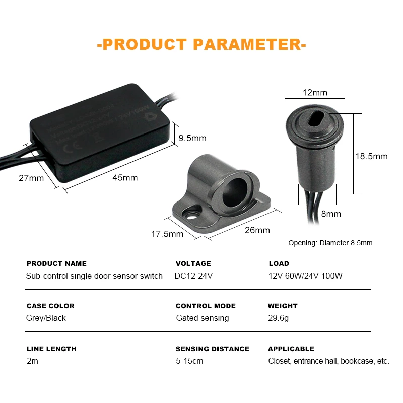 8mm Single Door Sensor Switch（Sub-control）
