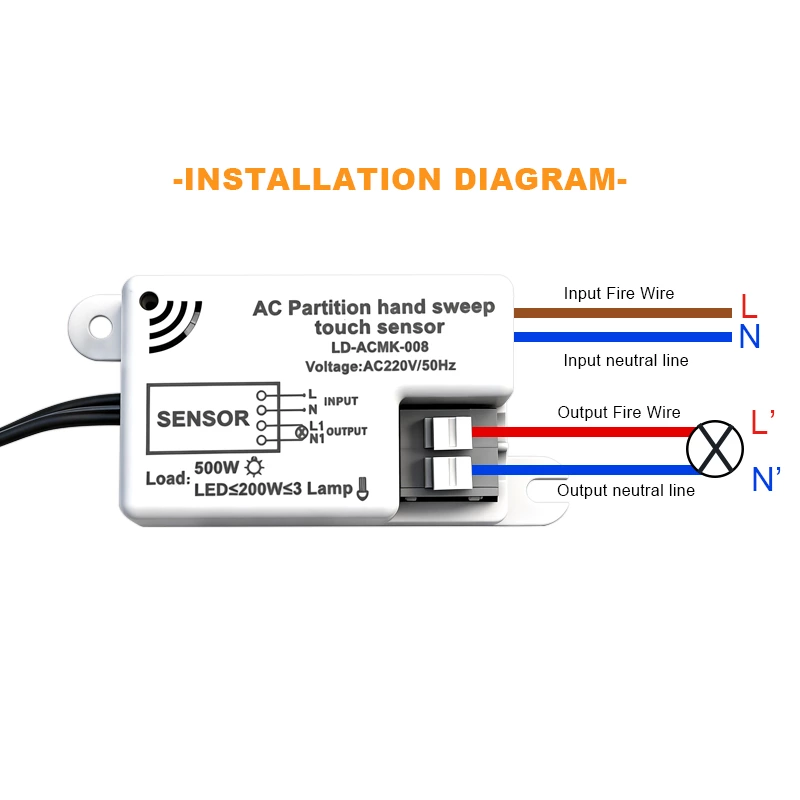 AC220V Wood Penetration Touch Dimming Sensor Switch（Square）