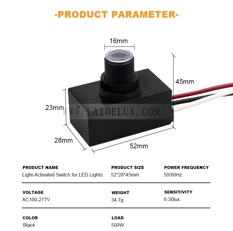 Dusk-to-Dawn Electronic Photocell Sensor Switch