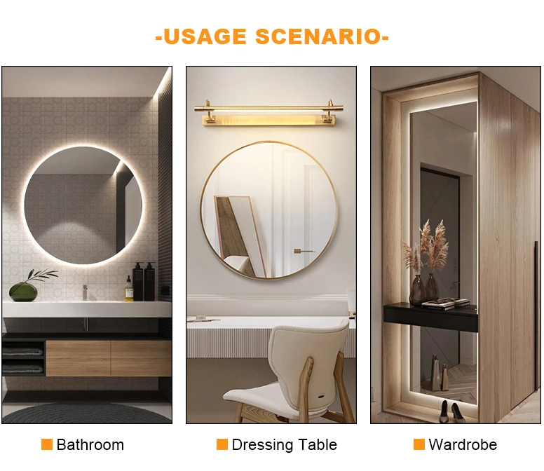 LED Mirror Touch Sensor Switch with US Plug（DoubleColor Without Defogging）