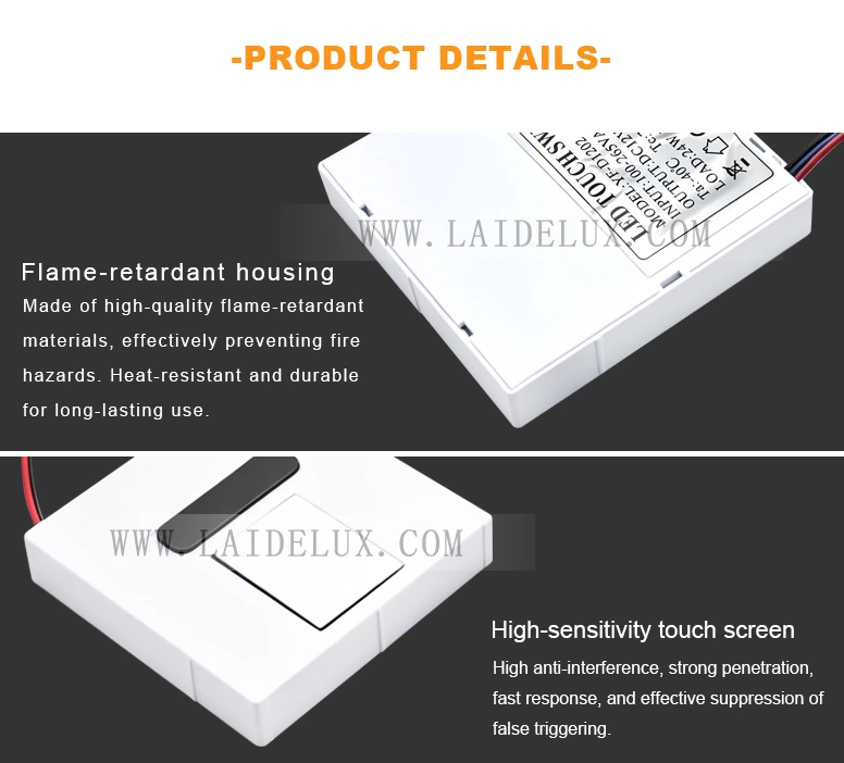 LED Mirror Touch Sensor Switch with US Plug（DoubleColor Without Defogging）