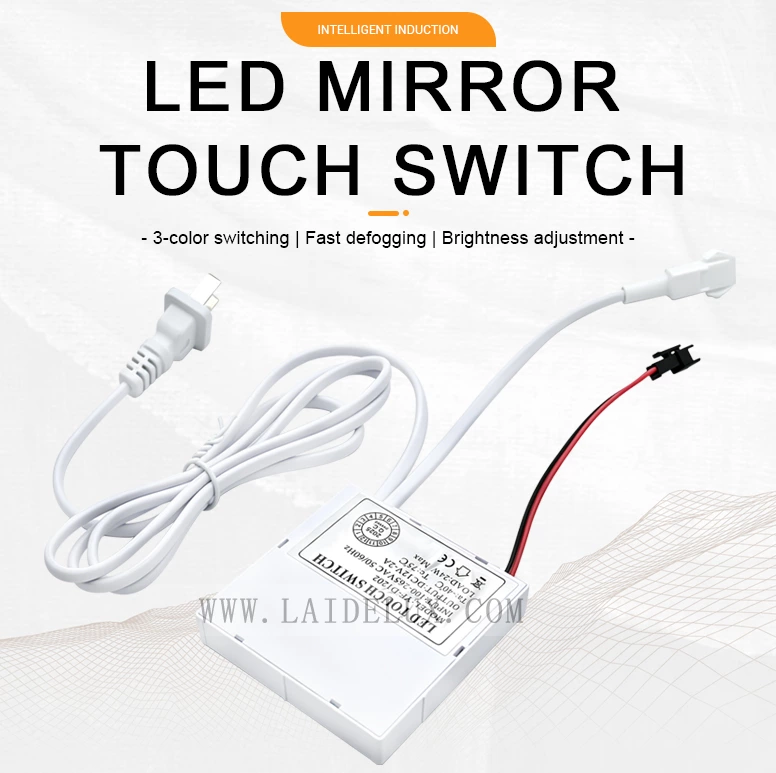 LED Mirror Touch Sensor Switch with US Plug（Single Color With Defogging）