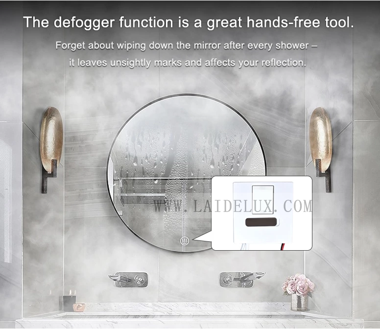LED Mirror Touch Sensor Switch with US Plug（Single Color With Defogging）