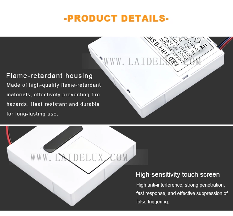 LED Mirror Touch Sensor Switch with US Plug（Single Color With Defogging）