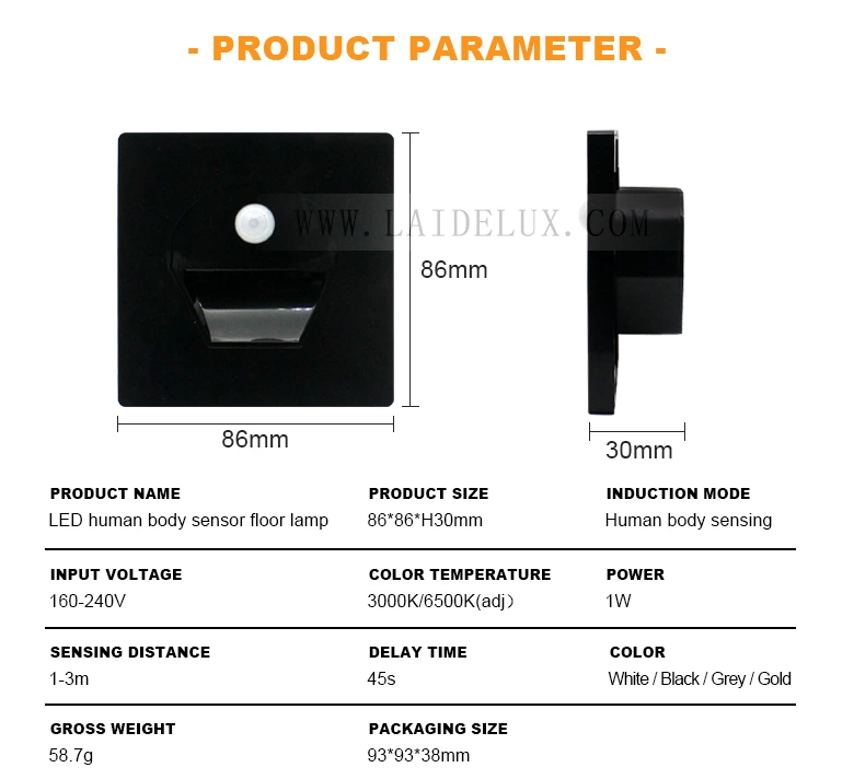 86 Type Wall-Mounted LED Human Body Motion Sensor Stair Light
