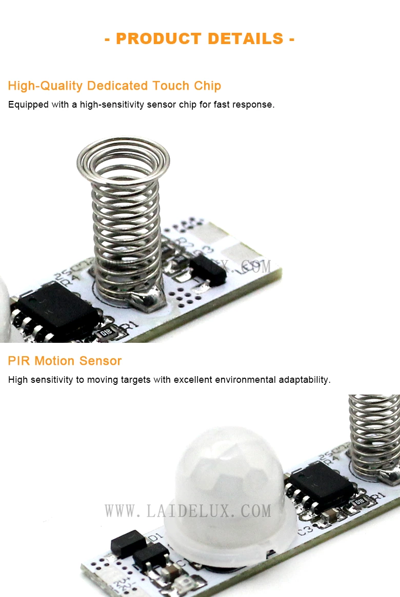 Built-in Integrated Dual-Mode Switch(Touch & Motion Sensing)