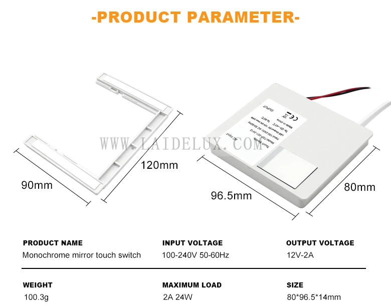 Single Key Monochrome Mirror Light Touch Sensor Switch