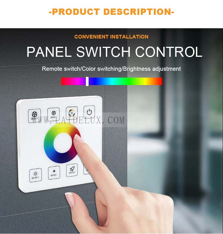 RGB RF Wireless Full Touch Panel Dimmer