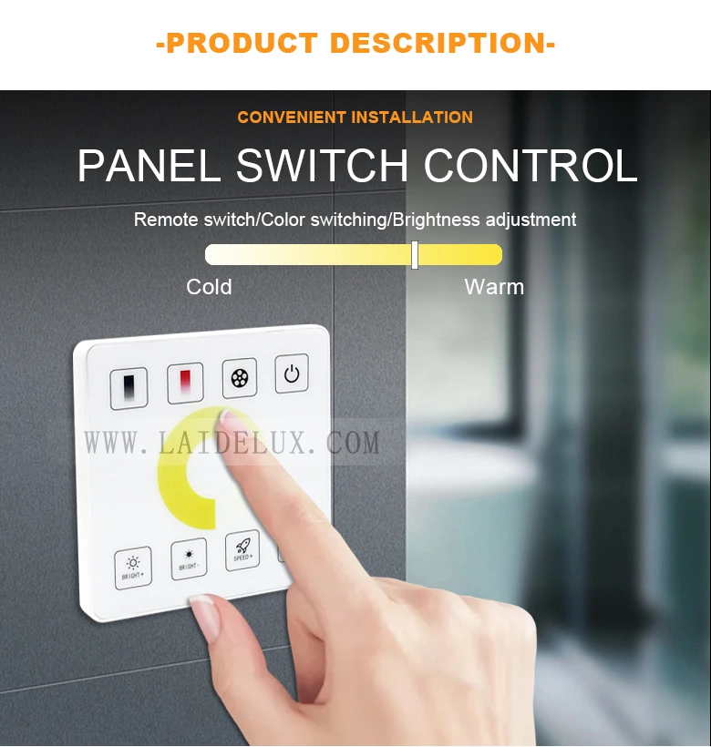 Three Color RF Wireless Full Touch Panel Dimmer