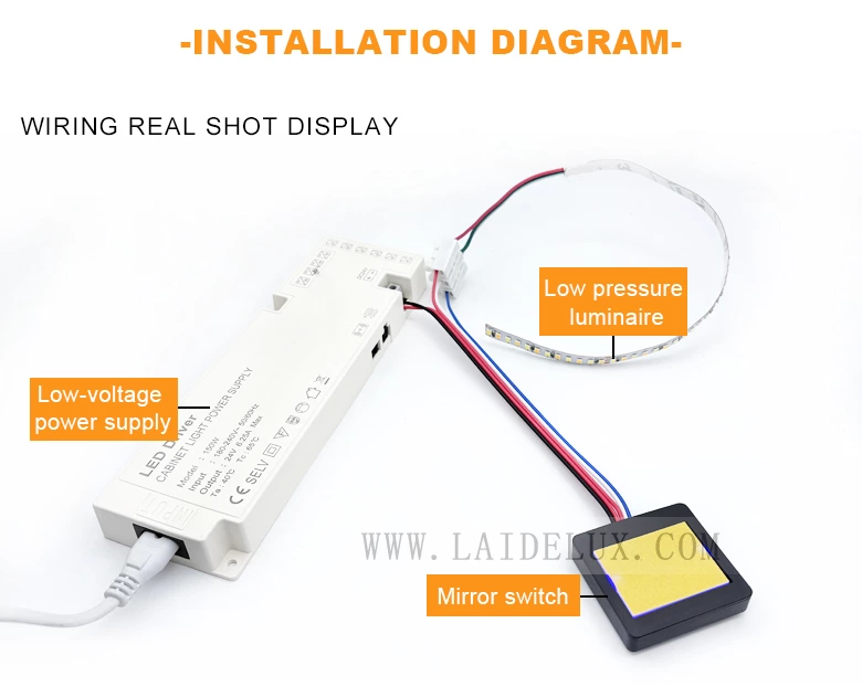 Three color single control mirror touch switch