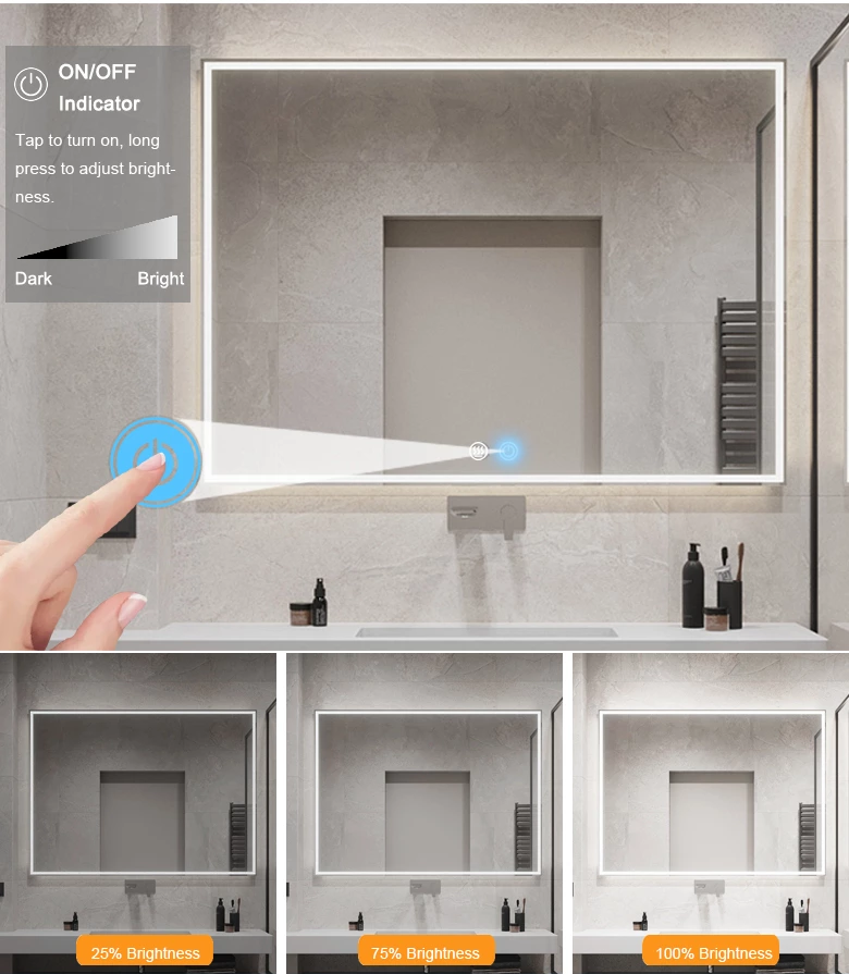 2-Button Single-Color Mirror Touch Switch (with Defogger)