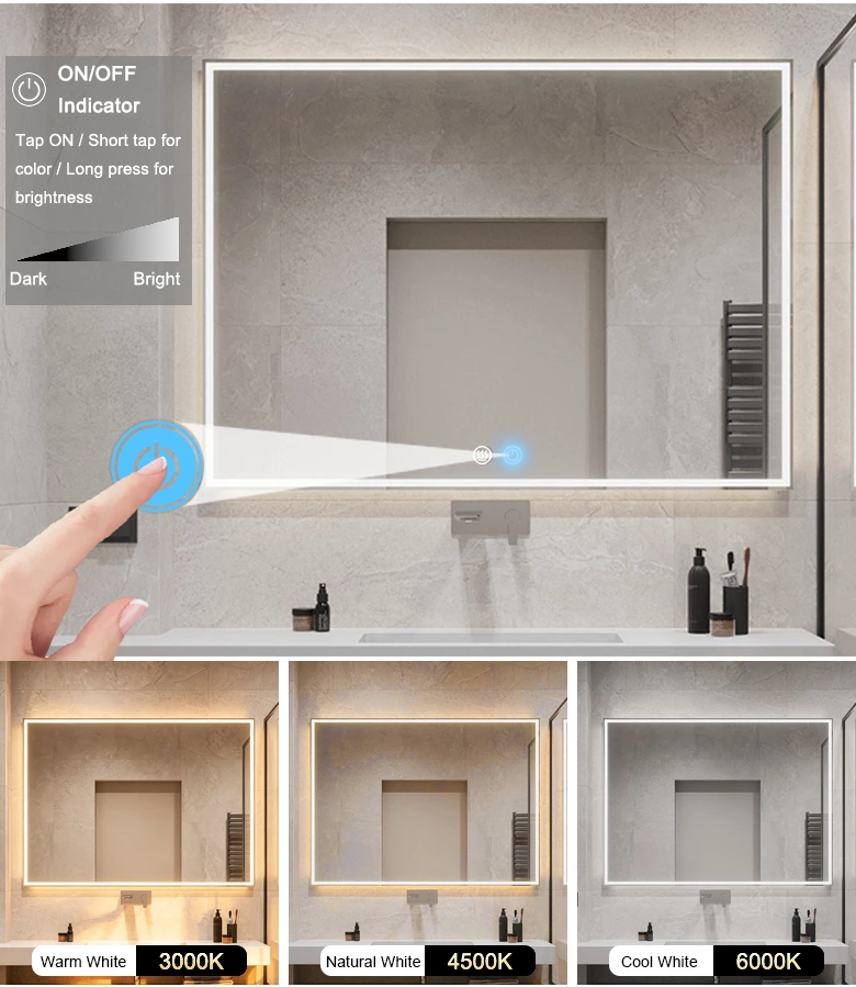 2-Button 3-Color Mirror Touch Switch (with Defogger)