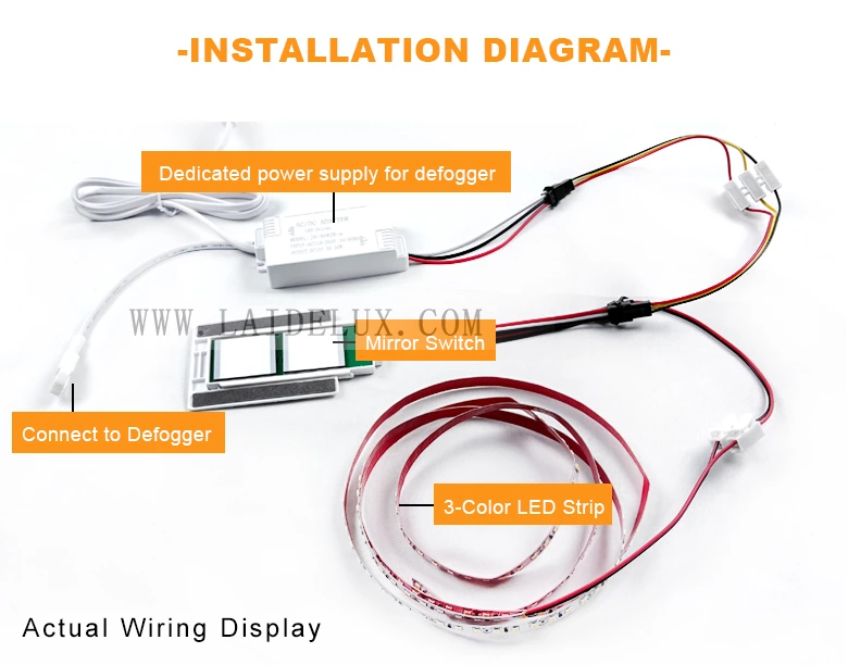 2-Button 3-Color Mirror Touch Switch (with Defogger)
