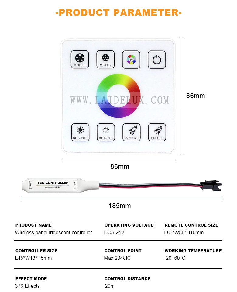 Wireless panel RGB water flow controller