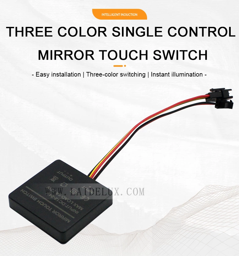 Three-color single-control mirror touch switch