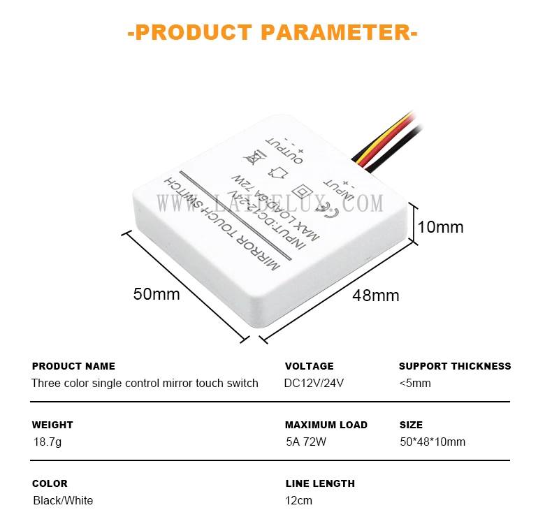 Three-color single-control mirror touch switch