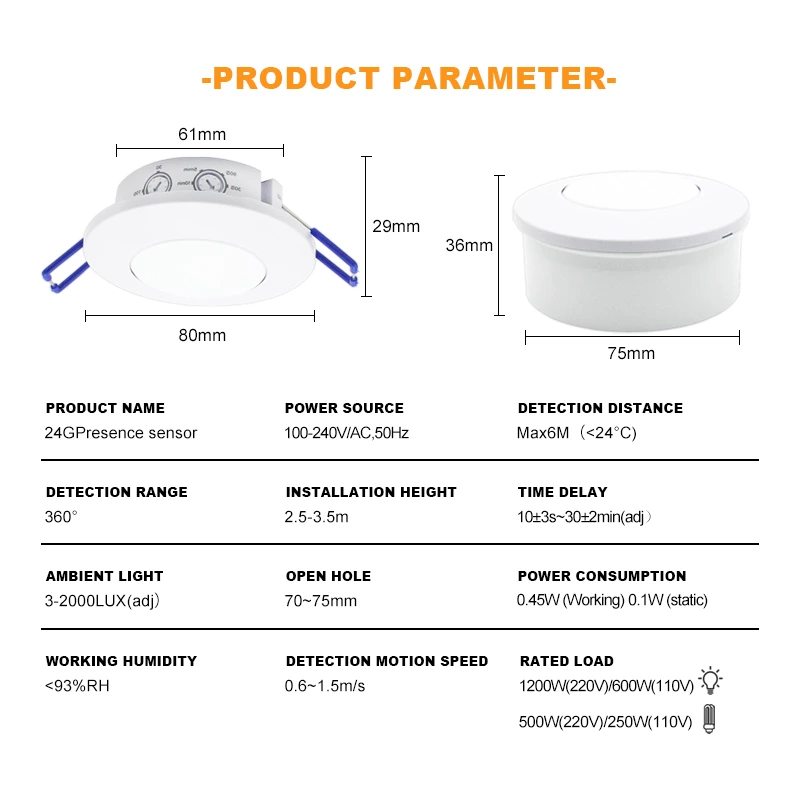 24GHz Ceiling Mounted Presence Occupancy Sensor