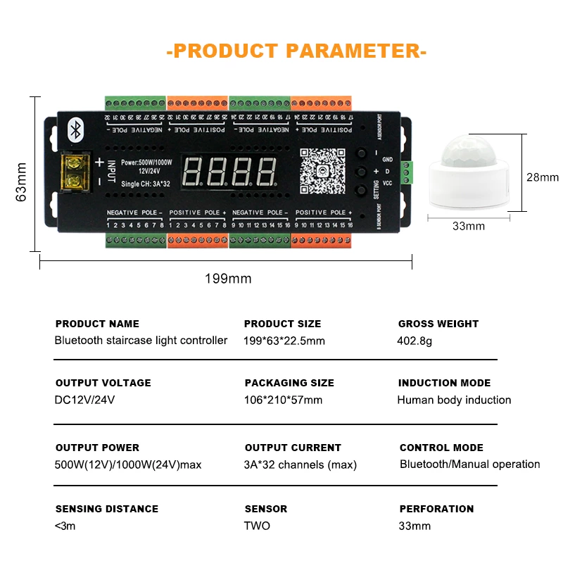 PIR Automatic Motion Sensor Led Strip Lighting Controller