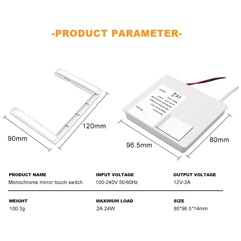 Single Key Monochrome Mirror Light Touch Sensor Switch
