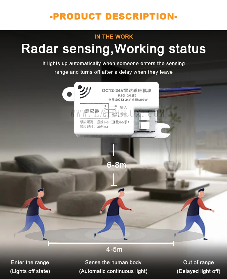 5.8GHz Microwave Radar Motion Sensor Switch