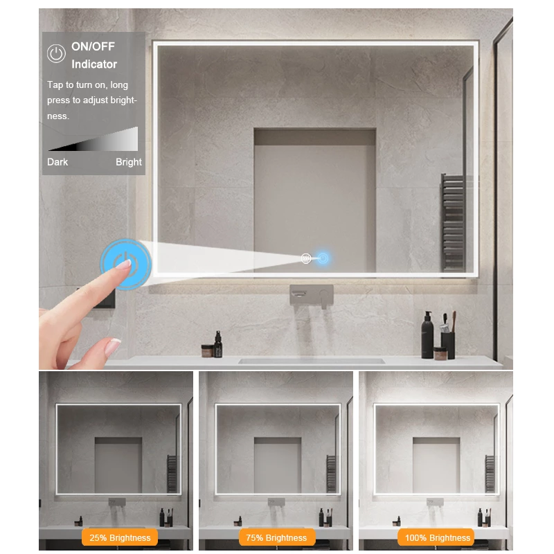 2-Button Single-Color Mirror Touch Switch (with Defogger)