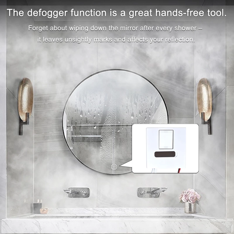 LED Mirror Touch Sensor Switch with US Plug（Single Color With Defogging）
