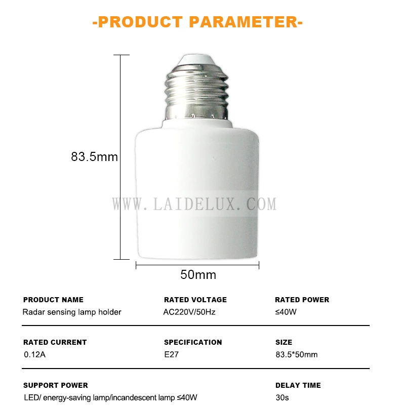 E27 Radar Sensing LED Lamp Base