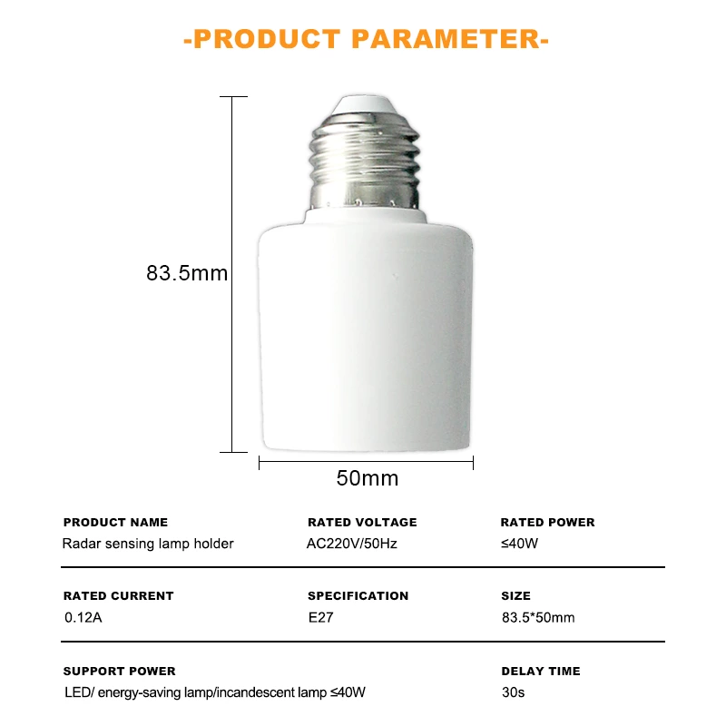 E27 Radar Sensing LED Lamp Base