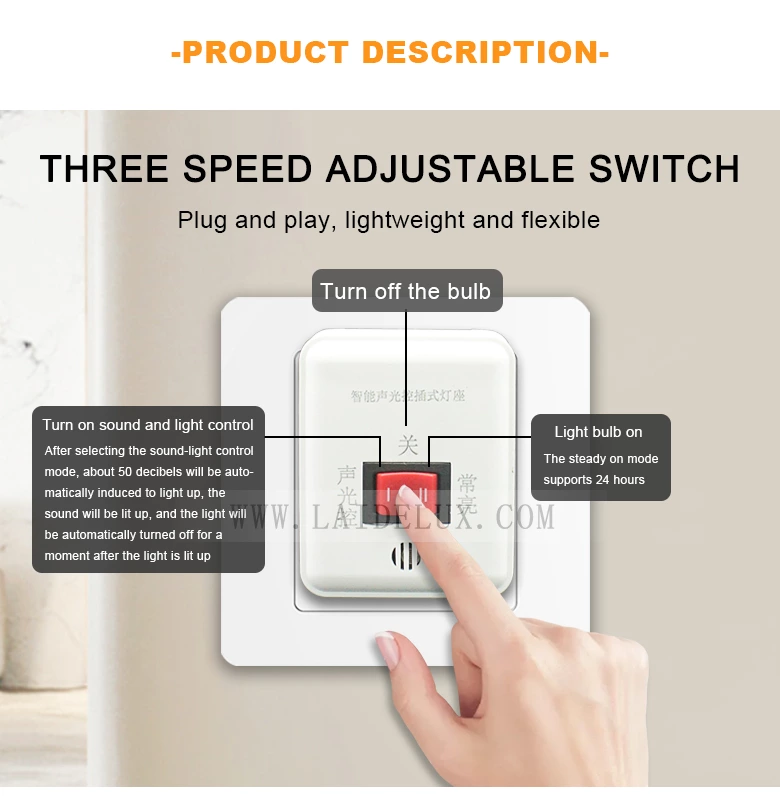 Intelligent sound-lightcontrol plug-in lamp holder