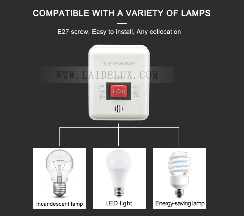 Intelligent sound-lightcontrol plug-in lamp holder