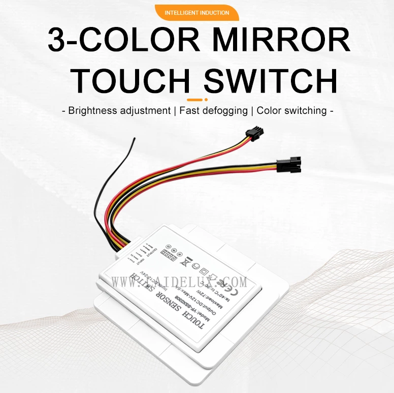 3-Button 3-Color Mirror Touch Switch