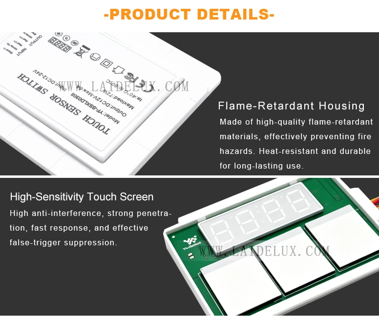 3-Button 3-Color Mirror Touch Switch