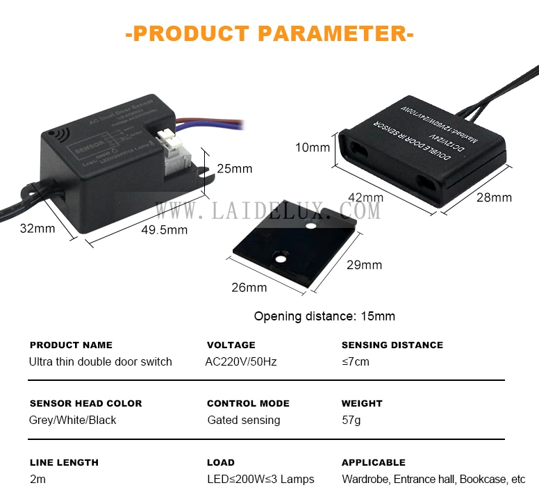AC220V Ultra thin double door switch