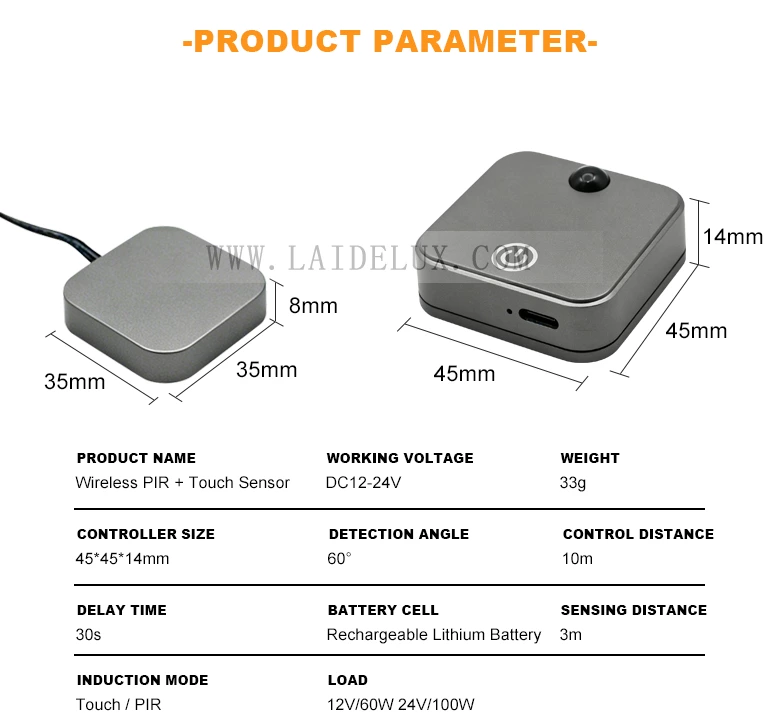 Wireless PIR + Touch Sensor Controller