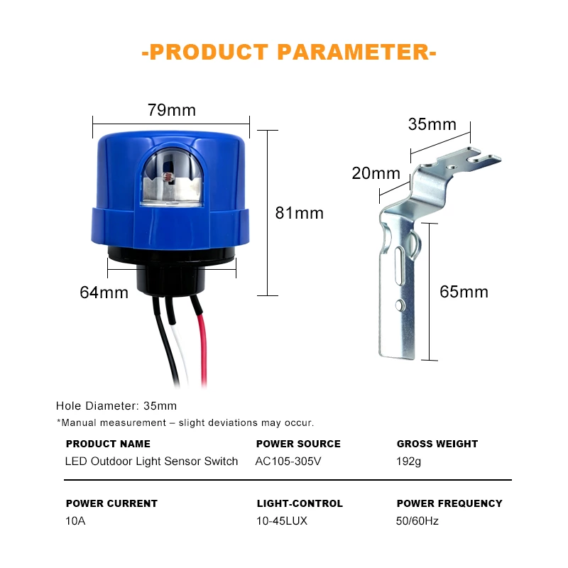 LED Outdoor Light Sensor Switch