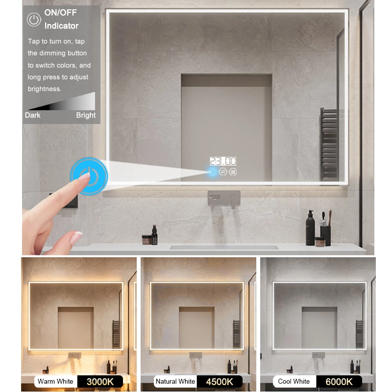 3-Button 3-Color Mirror Touch Switch